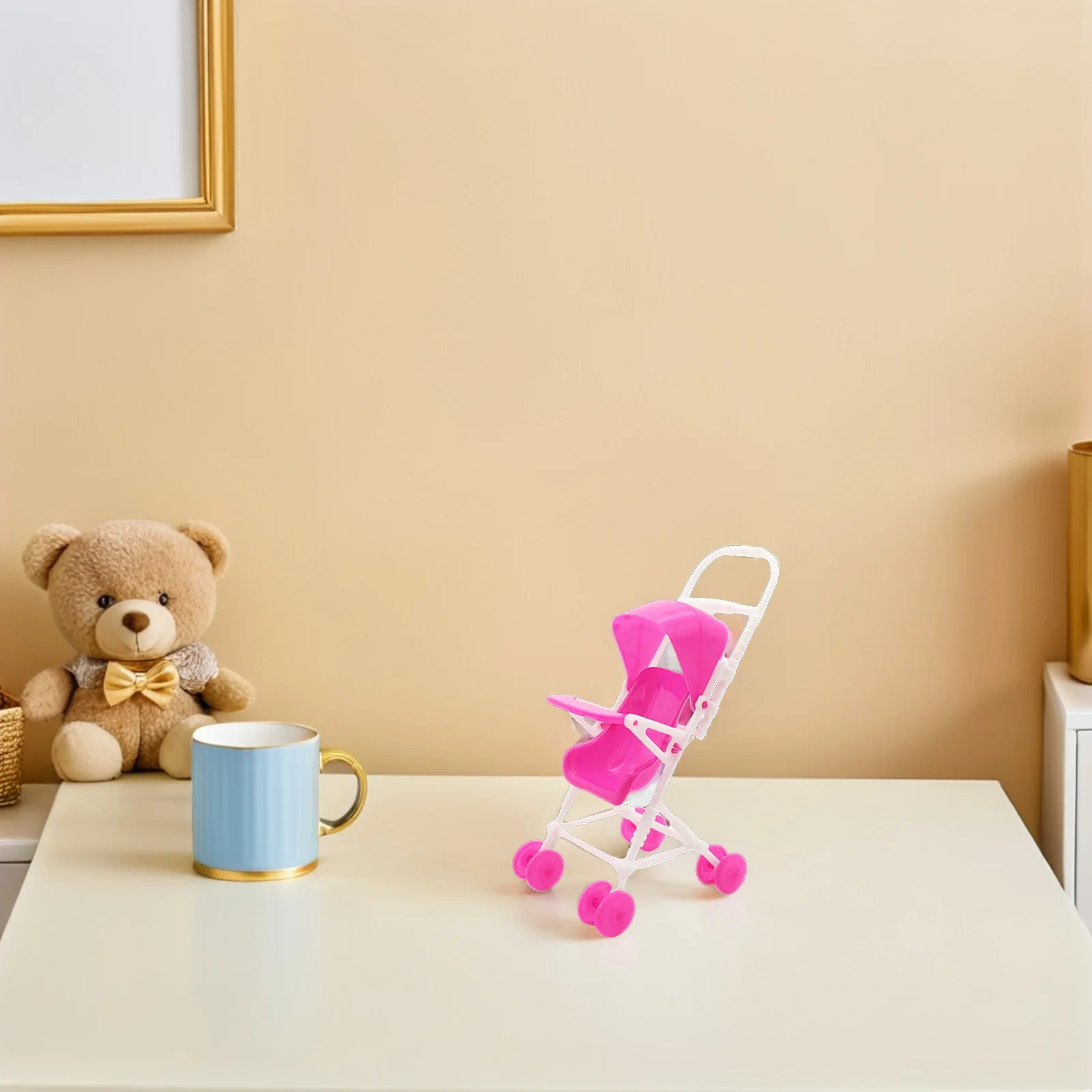 

Stroller Toy for Miniature Baby Carriage Cartoon Pram Accessory Play Game Party Favors Simulated Pushchair Toddler Fun