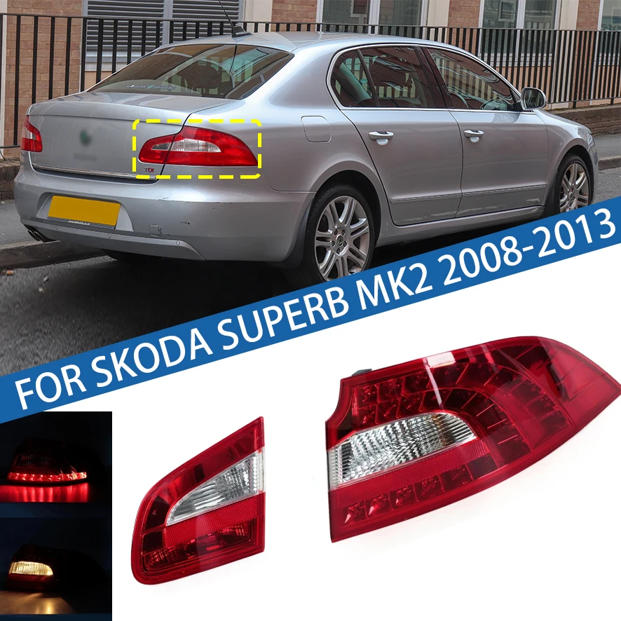 

Для Skoda Superb MK2 2008 2009 2010 2011 2012 2013, автомобильный задний фонарь, задний бампер, стоп-сигнал, указатель поворота, предупреждение