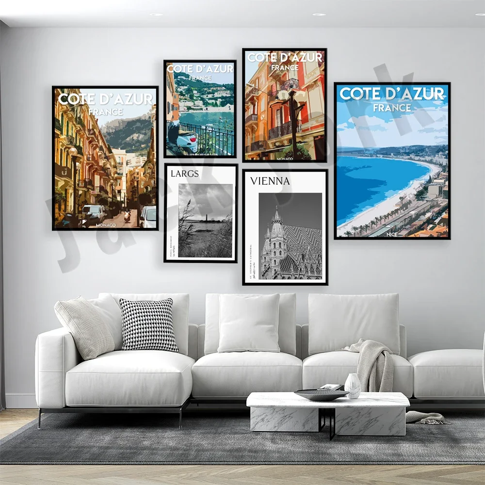 Liverpool, Eiffel Tower poster, Cote d'Azur poster, travel print