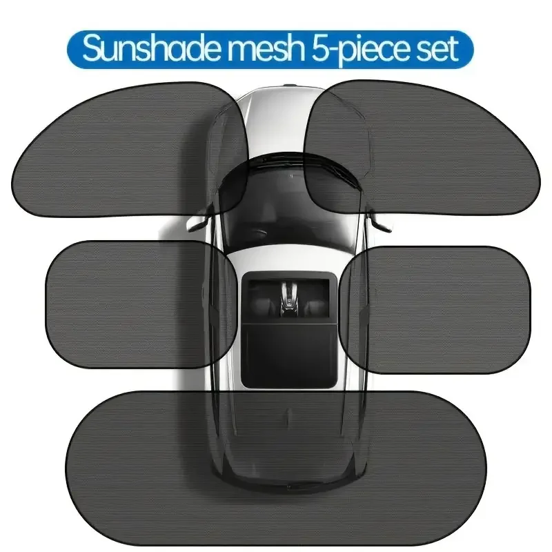 5Pcs Car Sunshade Set Easy To Install For Side Windows Windshields&Rear Windows UV Protection Heat Insulation&Strong Suction