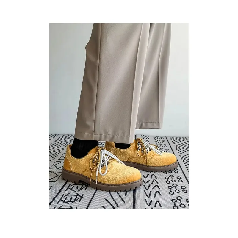 

2025 Four Season Women Men Derby Shoes Cow Suede Leather Quality Lace Up Unisex Women Men's Flats Shoes Thick Bottom Sneakers