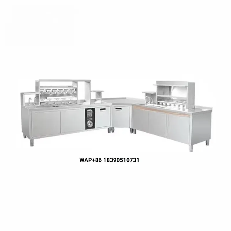 Stainless Steel Bar Equipment Work Table Cabinet With Sink/Restaurant Cocktail/Wine Station for Milk Tea Shop Factory