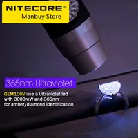 2024 nitecore GEM8 GEM10UV Jewelry Appraisal Adjustable Powerful Jewel Detection Flashlight Gemstone UV Lantern+ NL1826 +Charger