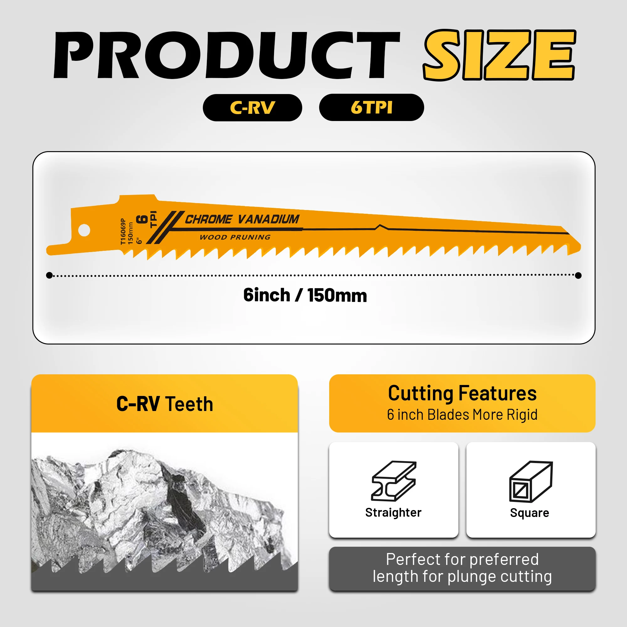 TOLESA 1/3PCS 6 Inch 6TPI Reciprocating Saw Blades Professional Sawzall Blades for Wood Cutting Ultimate Wood Pruning Saw Blades