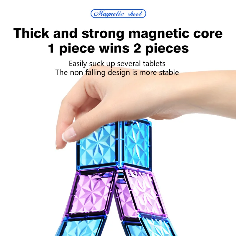 Diamond multi-color magnetic block DIY drill surface magnetic toy strong magnetic block children assembling educational blocks