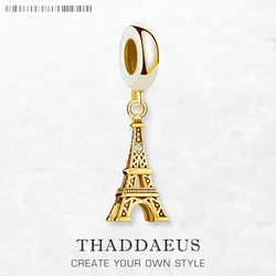 Fashion Gold Plated Charm Pendant Eiffel Tower 925 Sterling Silver Fine Jewelry Classic Gift For Women Men