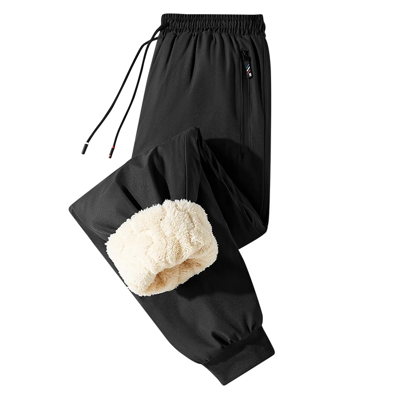 Men's Winter Thermal Pants Sherpa Fleece Lined Graphene Knee Pad Warm Plus Size Long Trousers
