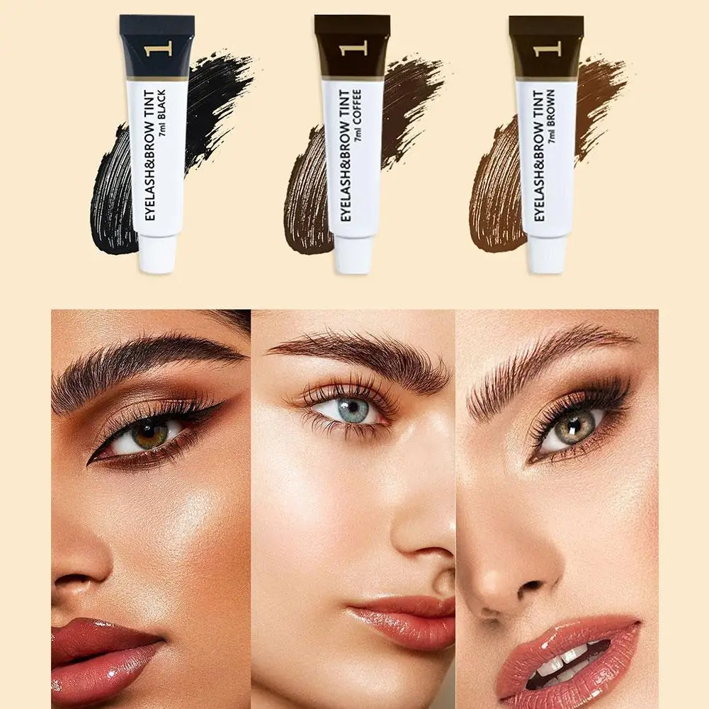 Sombra de ojos para cejas, juego de maquillaje para ojos, tinte de Color café negro, marrón, resistente al agua, crema de tinte para cejas semipermanente de secado rápido