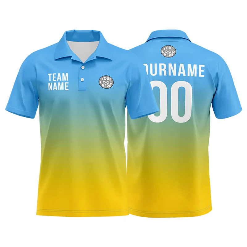 

Colors Gradient Men Polo Shirt Customized Name Number DIY Logo Short Sleeve Polo Shirts Streetwear Personality Football Tee Top