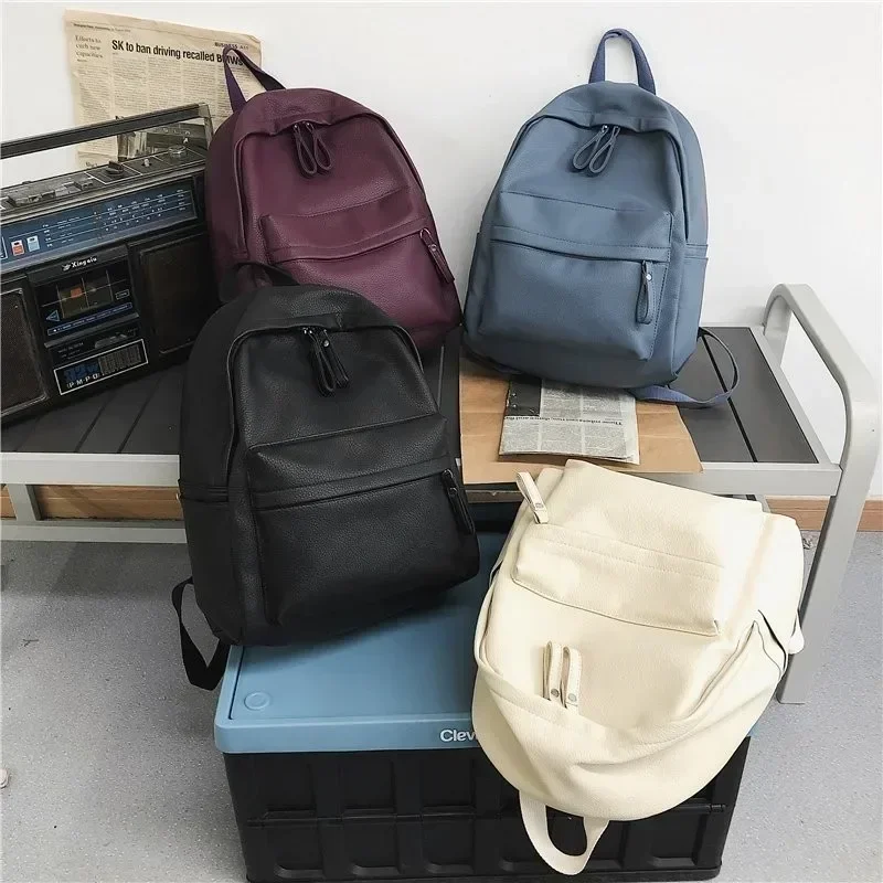 

Laptop Shoulder Bag College Student Book School Bags for Teenage Girls PU Leather Travel Women Backpacks New Fashion Backpack