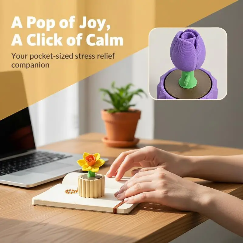 Winziger Topfpflanzen-Fidget-Charm, Umweltfreundlicher PLA 3D-Gedruckter Frühlings-Blumen-Pflanzen-Stil Entspannungs-Rucksack-Deko-Schlüsselanhänger – Detail 8