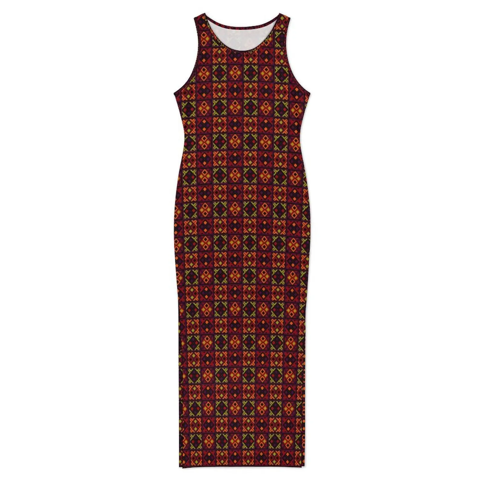 African Tribal Print Dress Sleeveless Vintage Ethnic Street Style Maxi Dresses Night Club Bodycon Dress Women Design Vestidos