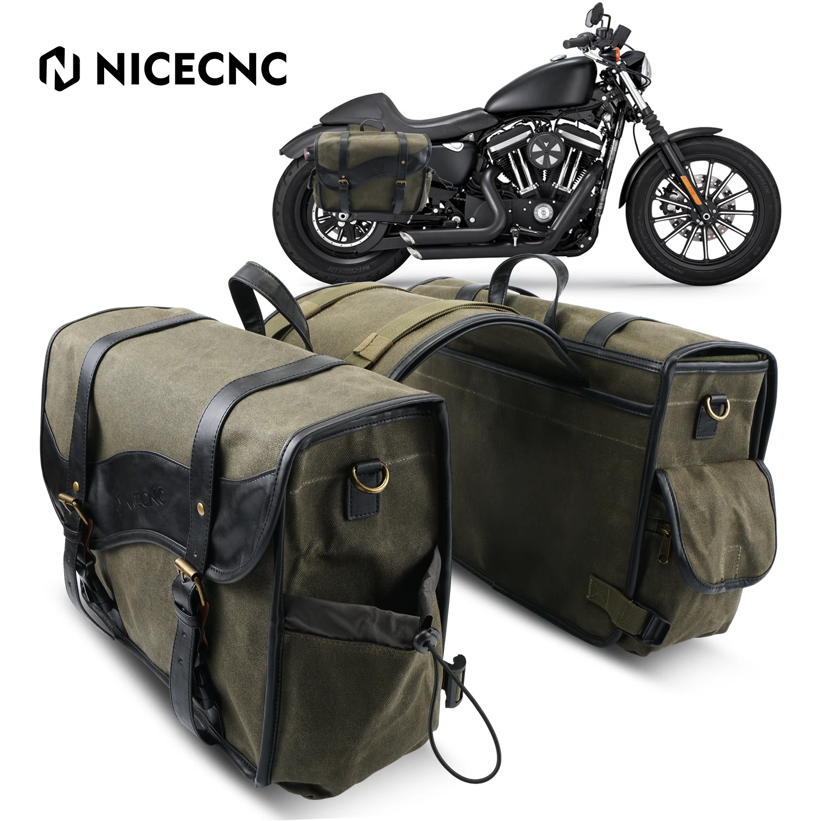 

Universal Motorcycle Waxed Canvas Saddlebags Pannier Saddle Bags For Harley Honda Road King Suzuki Yamaha Adventure Street Glide