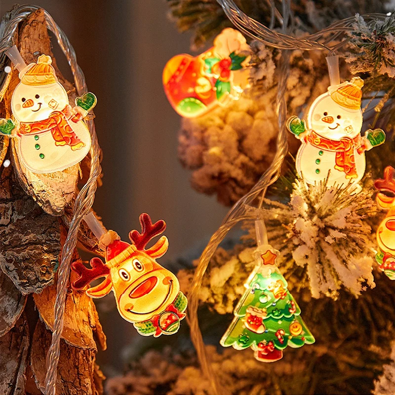 Guirlande lumineuse LED en acrylique, bonhomme de neige, arbre de noël, rideau lumineux, fête de noël, nouvel an, Paty