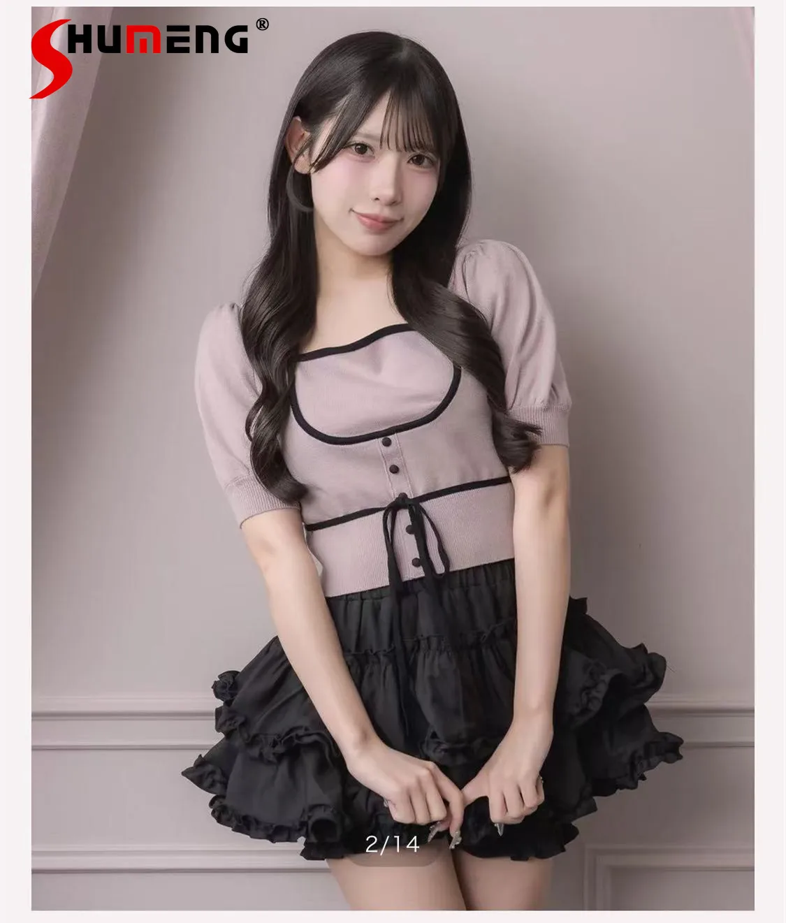 

2026 New Summer Japanese Knit Short Sleeve Tops Women's Girls Sweet Elegance Knitted T-Shirt Female Commuter Casual Top Clothing