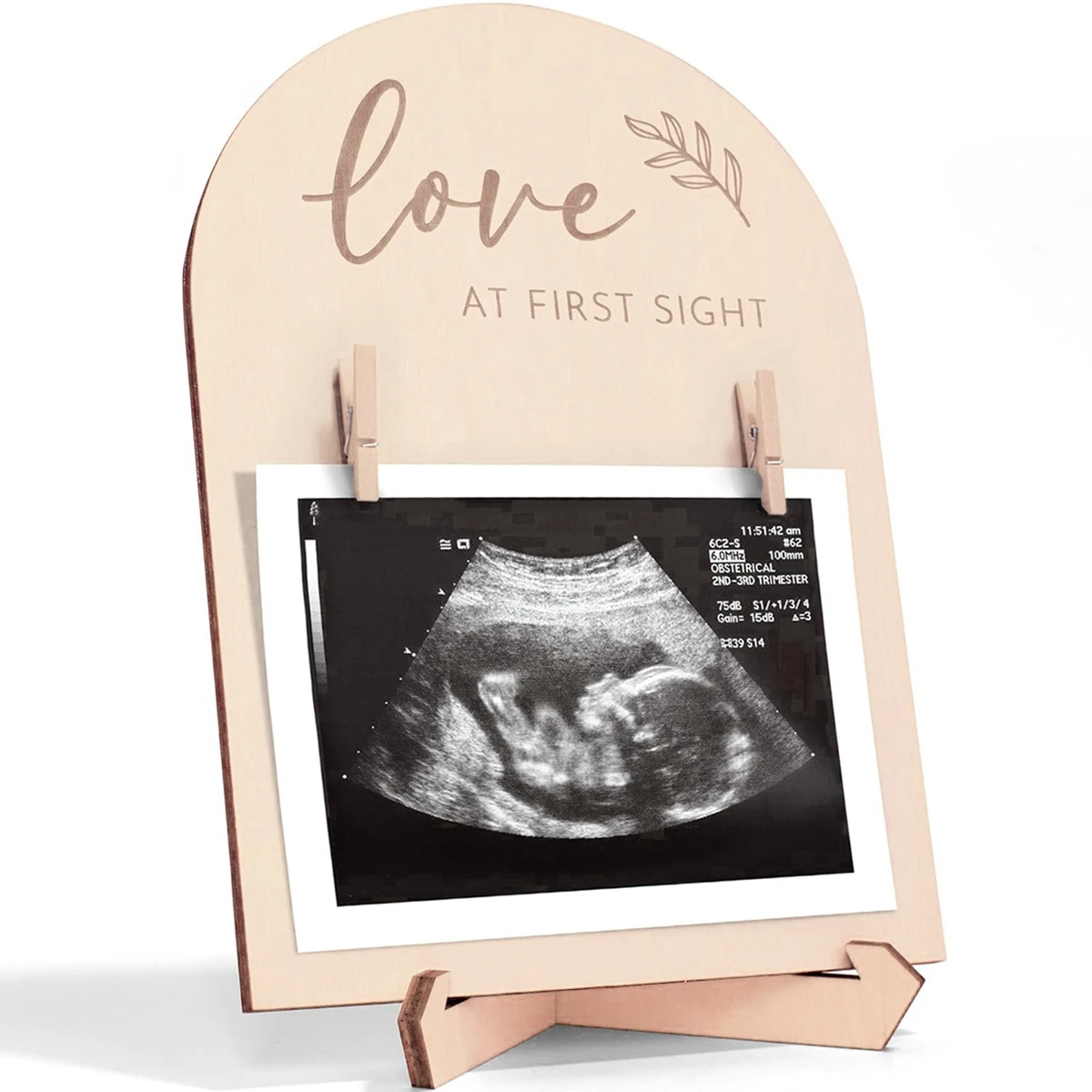 Wooden ultrasonic photo frame fashion double-sided logo perfect for announcing pregnancy or baby birth adornment