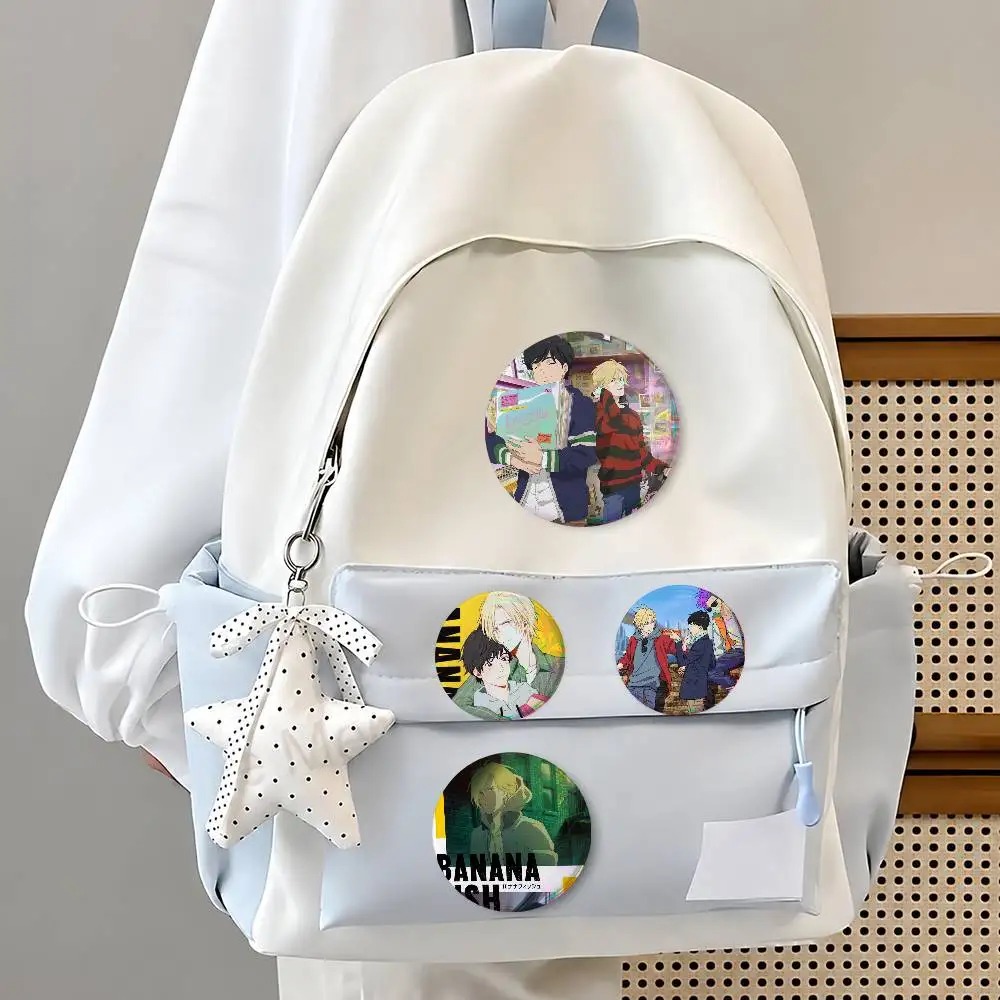 Anime Ba-na-na- Fis-h Creative Round Button Pins Badge Set Cartoon Anime Movie Music Pattern Brooches For Bags Jackets
