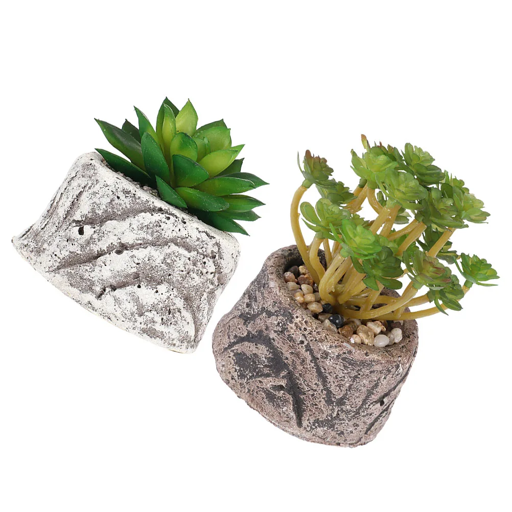 

2pcs Simulation Plant Ornament Succulent Potted Plant Home Decor Elegant Simple Design Romantic Nordic Style Decoration For