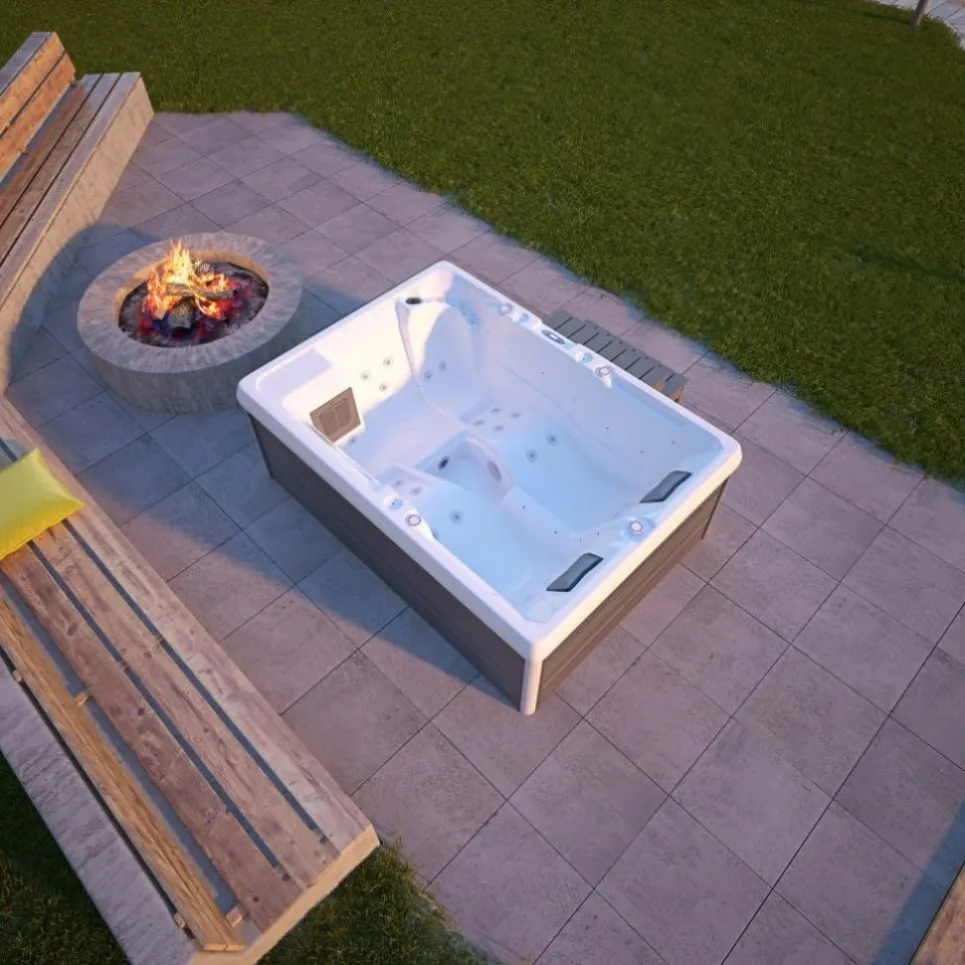 Modern Design 3-Person Freestanding Acrylic Hot Tub Spa with Air Jets Outdoor Whirlpool Family Swim Spa for Hotels