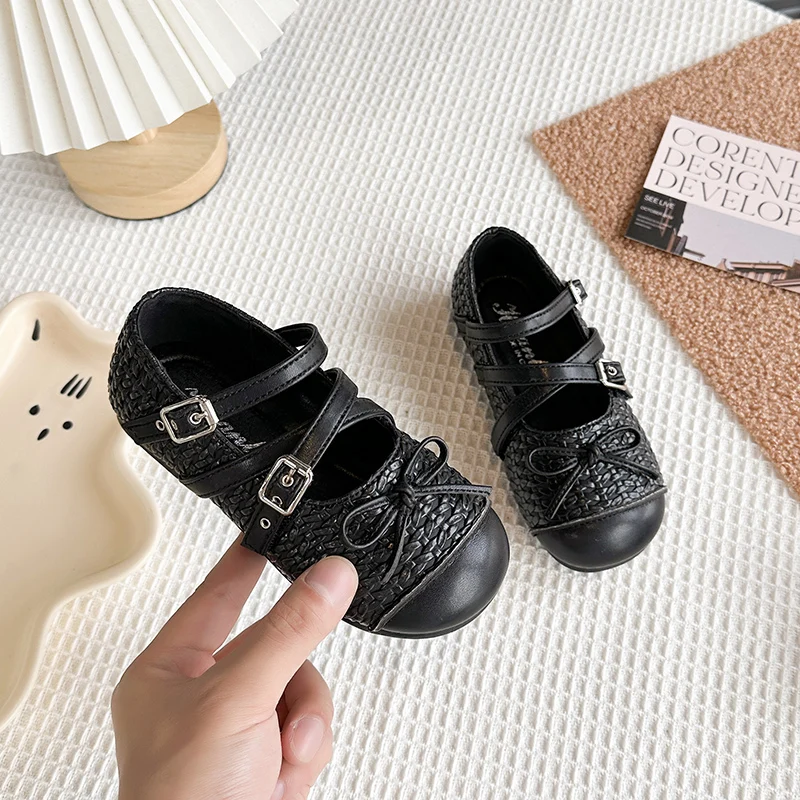 

2025 Children Princess Leather Shoes for Girls Autumn New Fashion Korean Style Soft Bottom Anti-slippery Versatile Bowtie Shoes