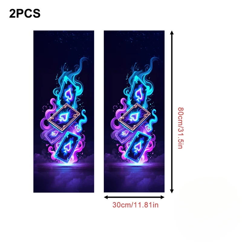 Car Interior A‑Pillar Vinyl Decals 2Pcs Cool Glow Magic Poker Spade Card Universal DIY Modified Auto A Pillar Decor Stickers