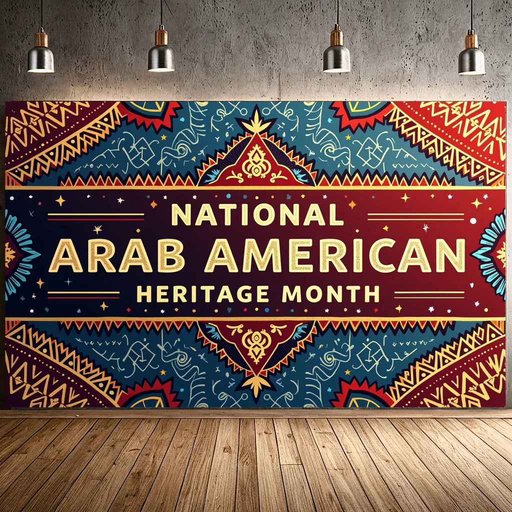 Arab American Month Banner Colorful Backdrop Decoration Diverse Cultural Celebration Display Event Party Supplies Background