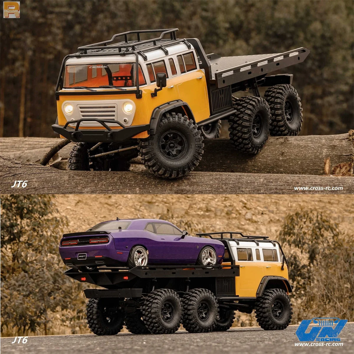 

CROSSRC EMO JT6 Climbing Vehicle Flat Plate Trailer Crossing RC Remote Control Electric Model Six wheel Drive Off road Vehicle
