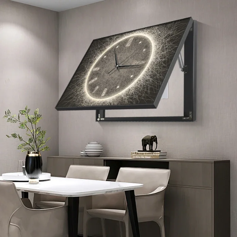 Caja de medidor eléctrico minimalista moderna, decoración con reloj, caja eléctrica, pinturas colgantes de oclusión, reloj de pared de salón