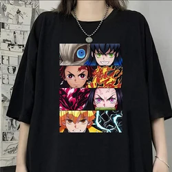 Hot Anime Kamado Tanjirou Kamado Nezuko Hashibira Inosuke Agatsuma Zenitsu Printed T-shirt Women Men Tees Round Neck T-shirt