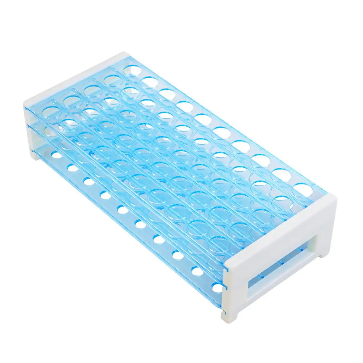 

Lab Test Tube Stand Rack Tubes Holder with Cover Blue School Laboratory Supplies