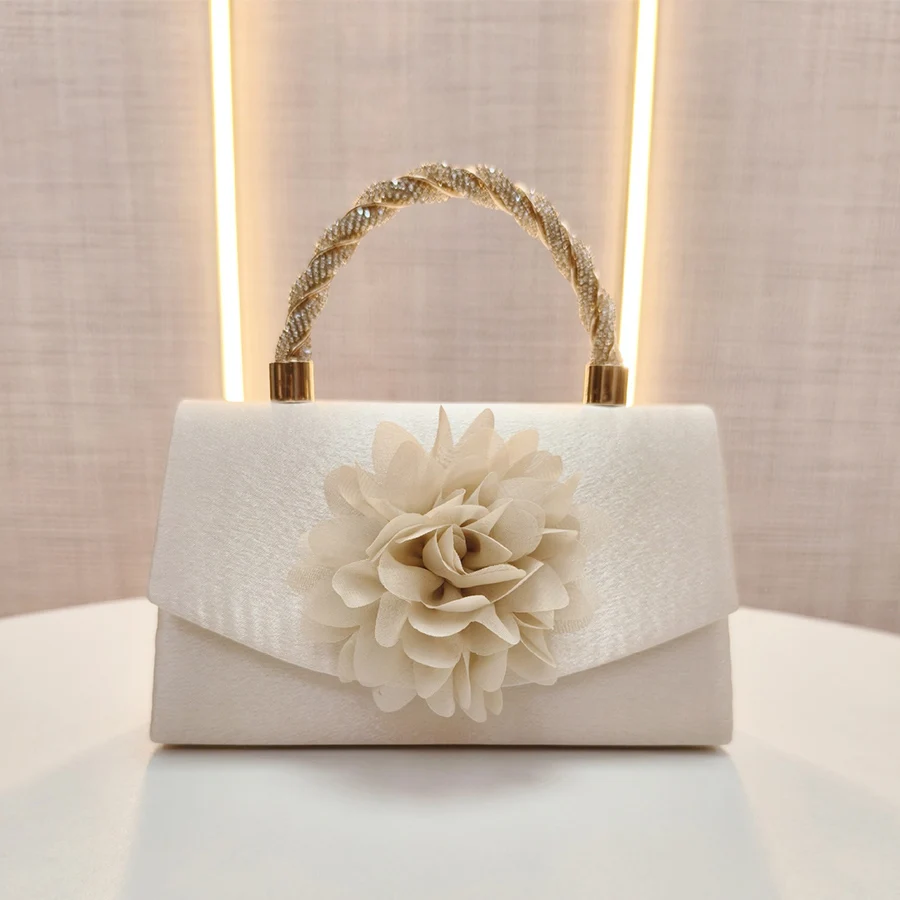 

Flower Evening Handbag For Women Top Handle Clutch Purse Ladies Wedding Dinner Dressed Flip Bag Party Purse Small Square Bag Sac