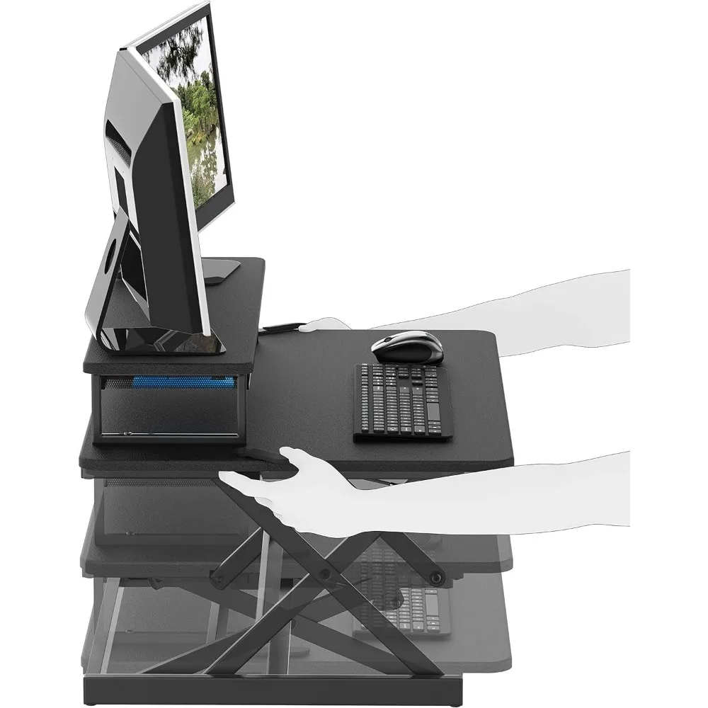 36-Inch Height Adjustable Standing Desk Sit to Stand Riser Converter Workstation, Black