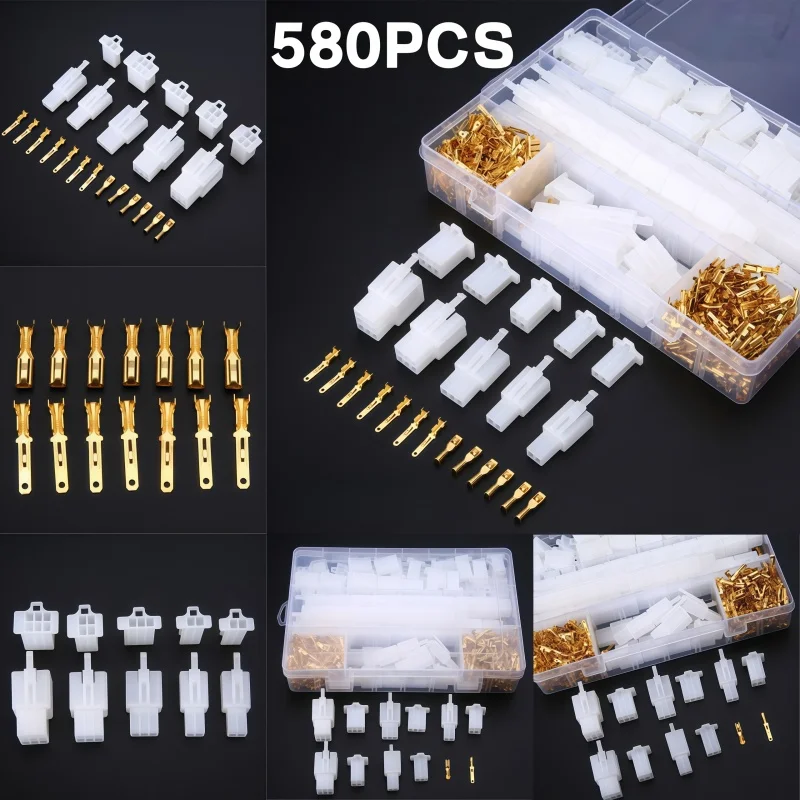 580Pcs 2.8mm 2 3 4 6 9 Pin Automotive Electrical Wire Connectors Pin Header Crimp Wire Terminals