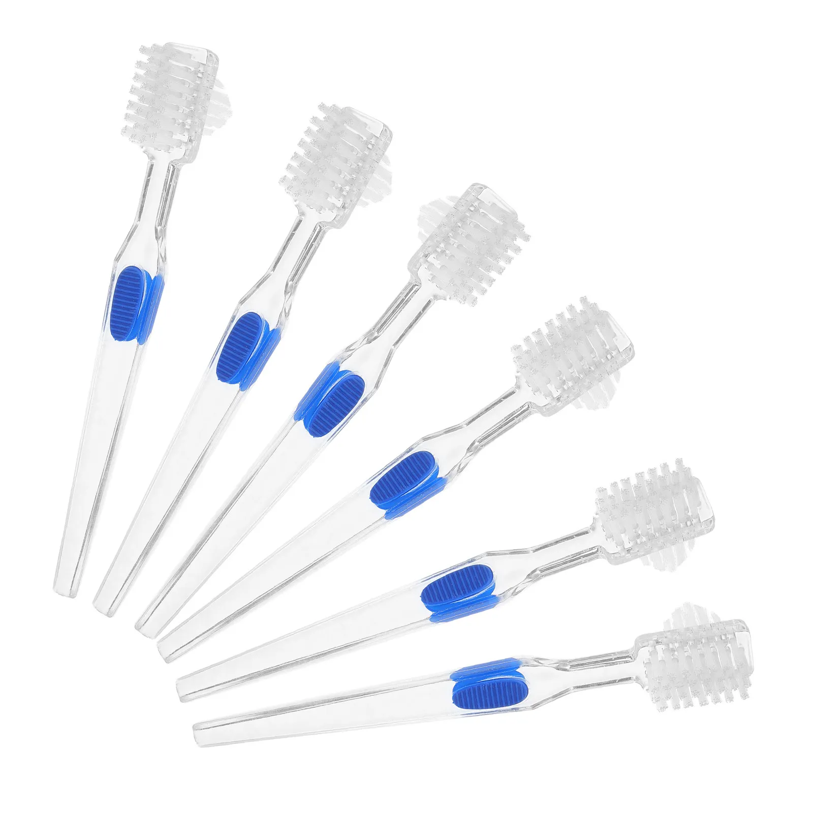 6Pcs Denture Toothbrush Double Sided Mini Cleaning Brush for False Teeth Retainers Elderly Adults Portable Compact Soft Bristle