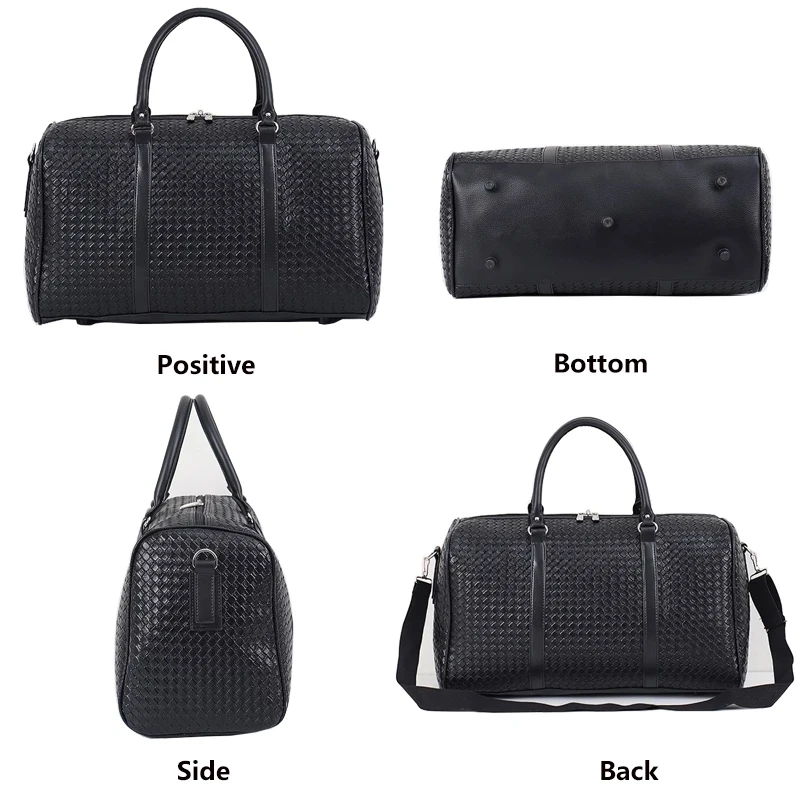 Male Leather Travel Bag Large Duffle Independent Shoes Storage Big Fitness Bags Handbag Bag Luggage Shoulder Bag Black