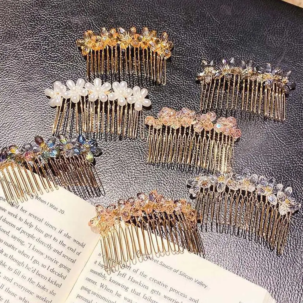 Hair Accessories Girl's Gift Korean Style Children Flower Hairpin Kids Hair Comb Imitation Pearl Hair Claw Crystal Hair Clip