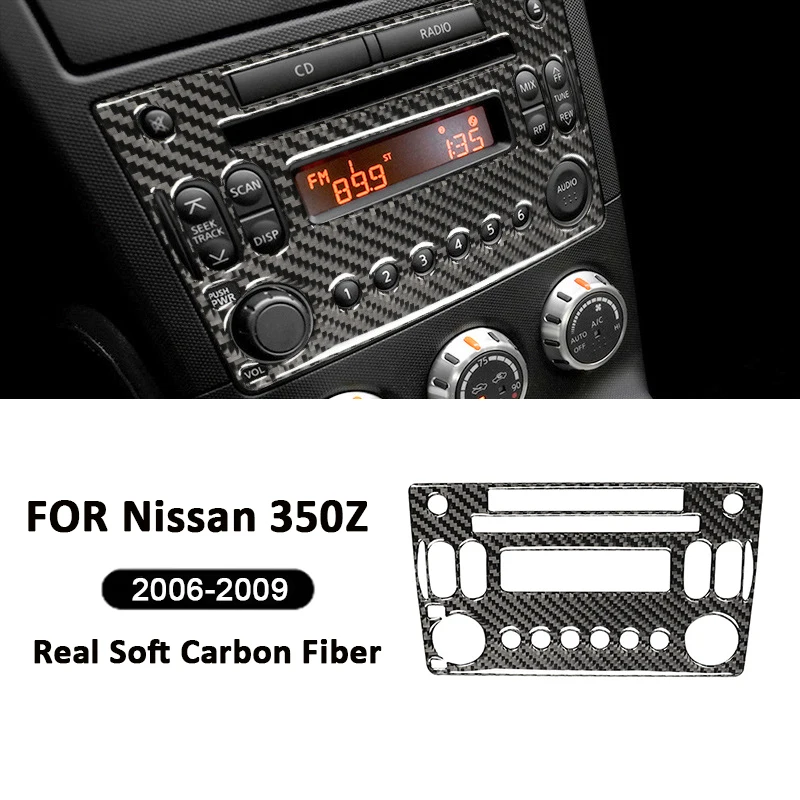 

For Nissan 350Z 2003-2009 Carbon Fiber Car CD Multimedia Radio Control Panel Frame Decoration Sticker Auto Exterior Accessories