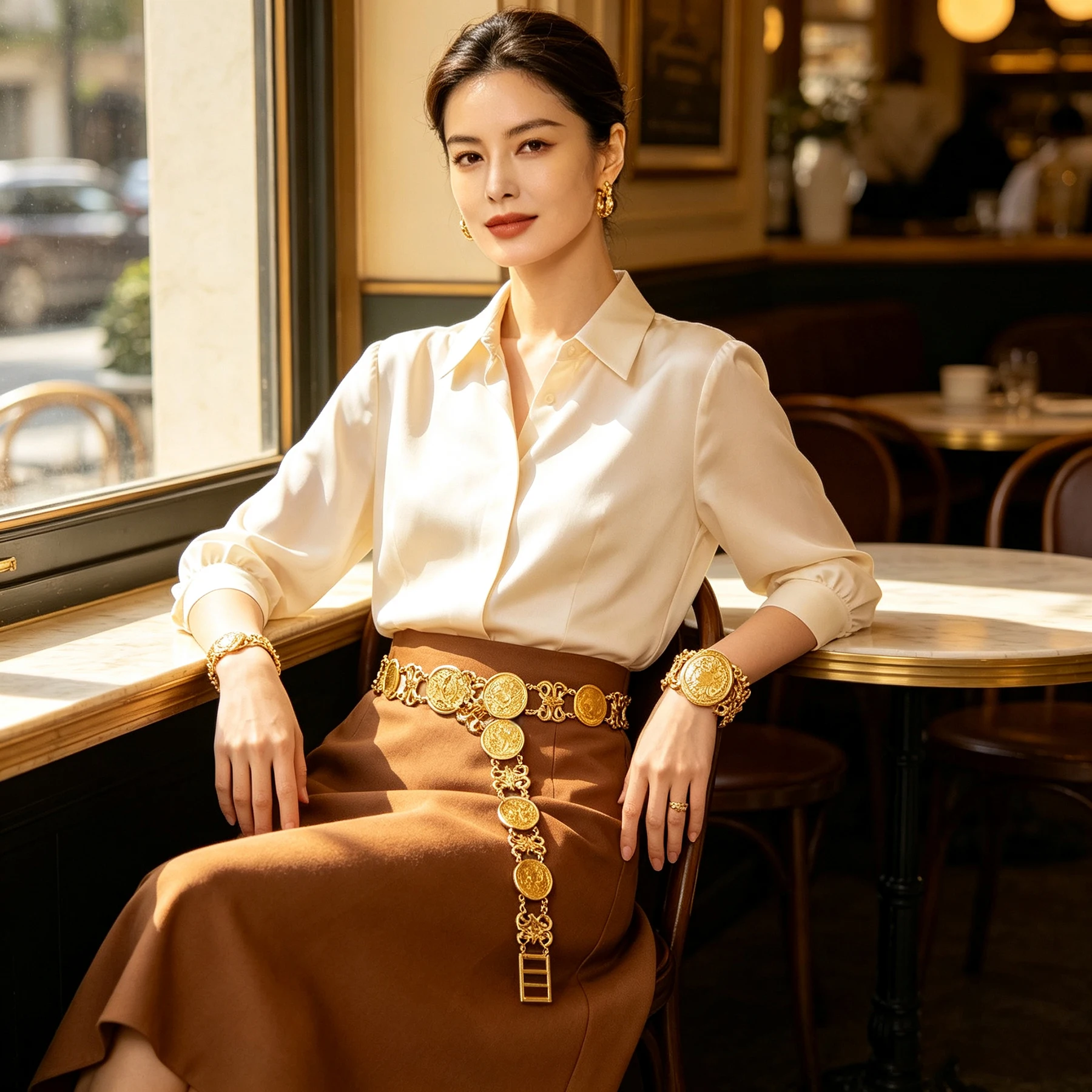 Golden Coin Waist Chain Bracelet Set Retro Floral Metal Body Belly Chain Women Ethnic Gypsy Boho Jewelry Wedding Party Accessory