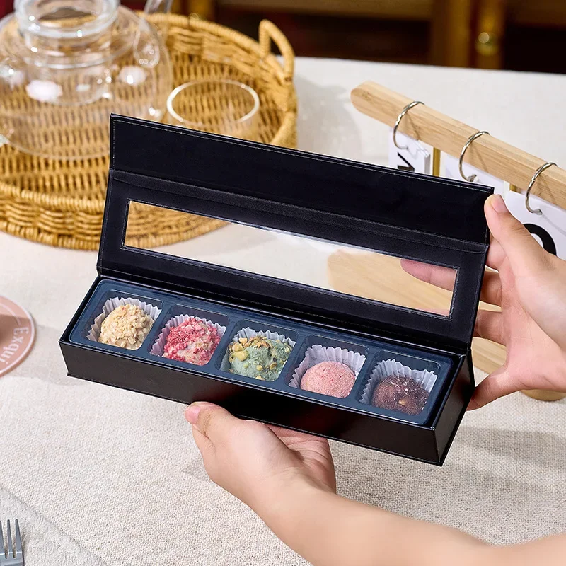 Caja de Regalo de Chocolate Hecha a Mano para el Día de San Valentín, Caja Rígida de 5 Compartimentos, Caja de Embalaje de Chocolate, Diseño de Ventana Ferrero Rocher, Calidad Premium