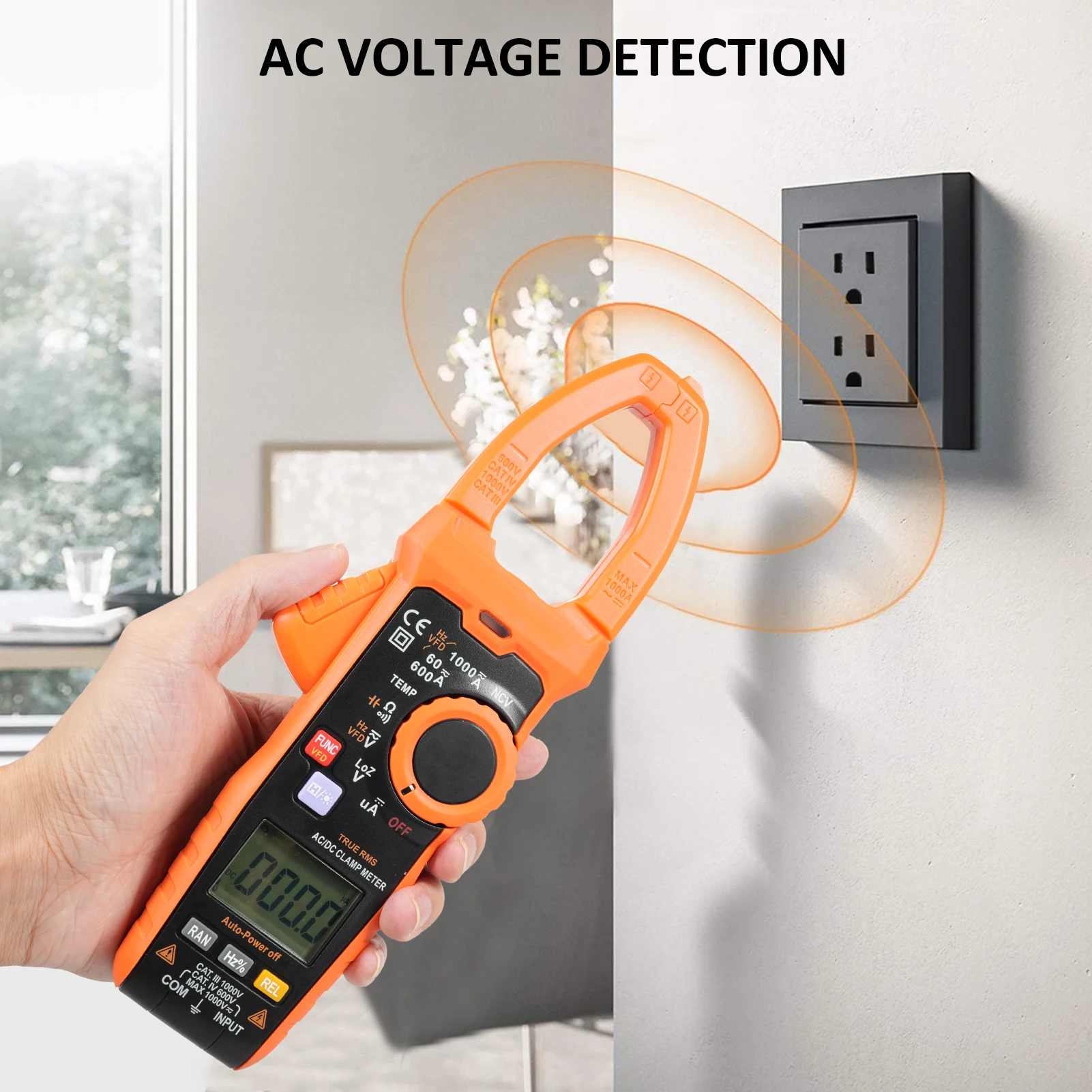 

Цифровой токоизмерительный клещевой измеритель True RMS на 6000 измерений, цифровой электрический тестер с автоматическим выбором диапазона, измеряет напряжение переменного/постоянного тока, ток переменного/постоянного тока