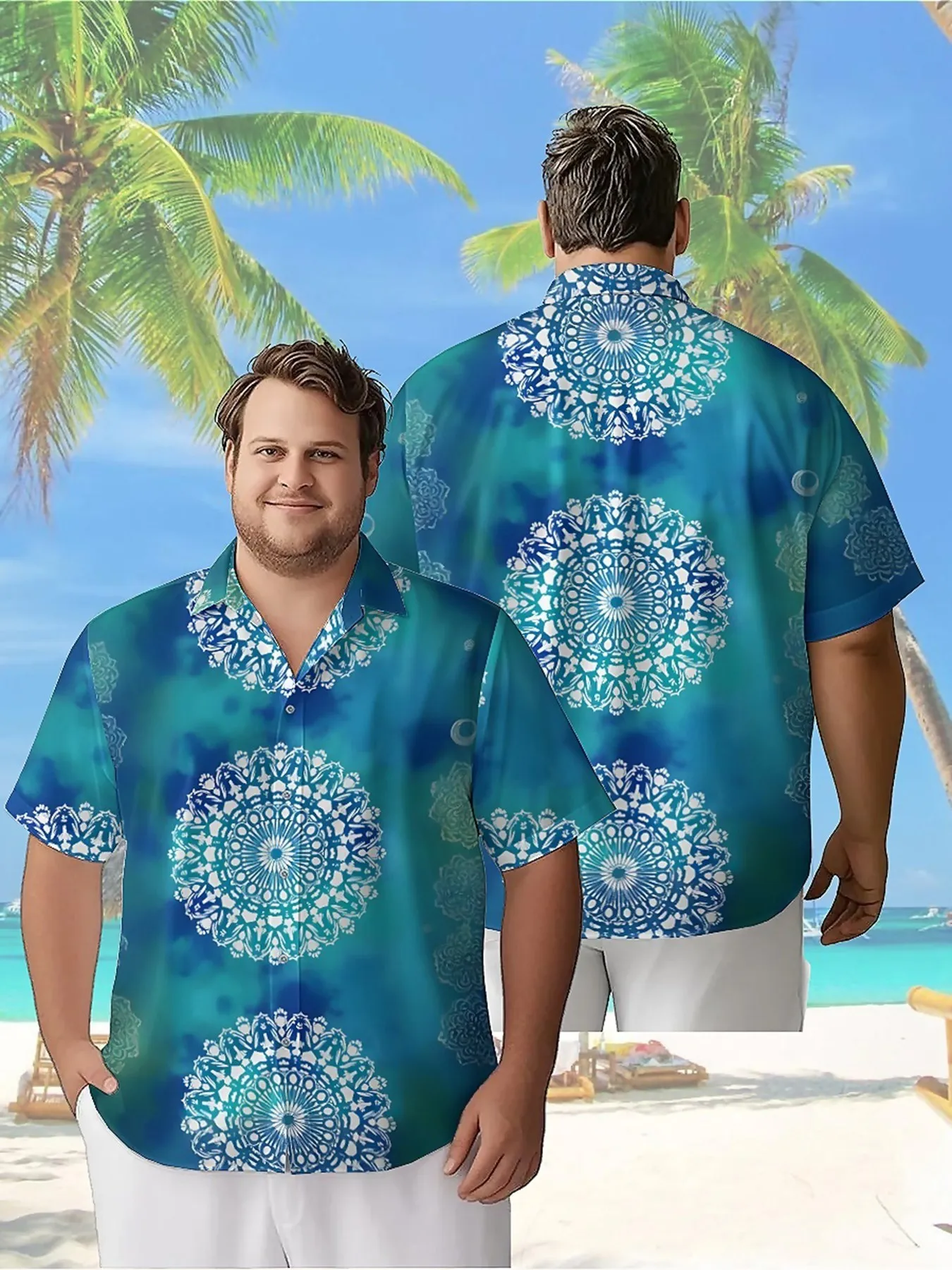 

Men's Plus Size Hawaiian Shirts Dream Mandala Prints Pattern, Unisex Aloha Shirts,New in Summer Tops Tee,streetwear