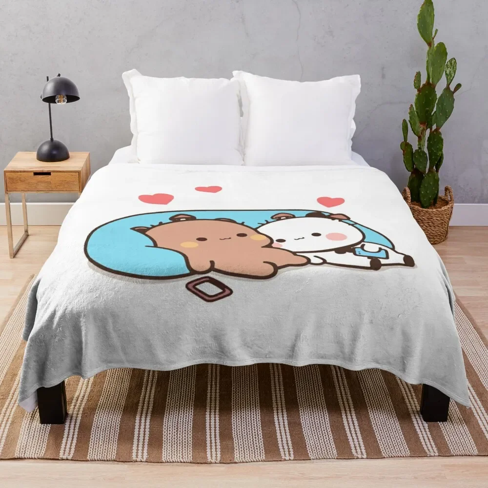 

bear and panda bubu dudu balloon Throw Blanket Bed Fashionable Camping Moving Blankets