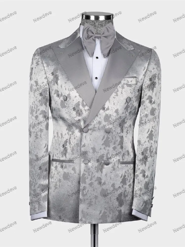 

Men's Suits Tailored One Piece Jacquard Blazer Double Breasted Peaked Satin Lapel Wedding Formal Plus Size Tuxedo Custom Made