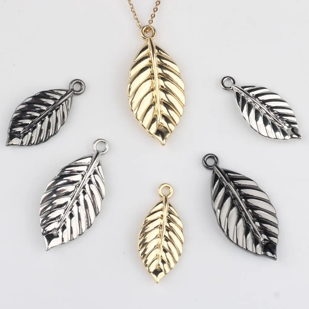 10Pcs/lot Simple Alloy Leaf Charm Pendant DIY Jewelry Accessories for Necklace Bracelet Earrings