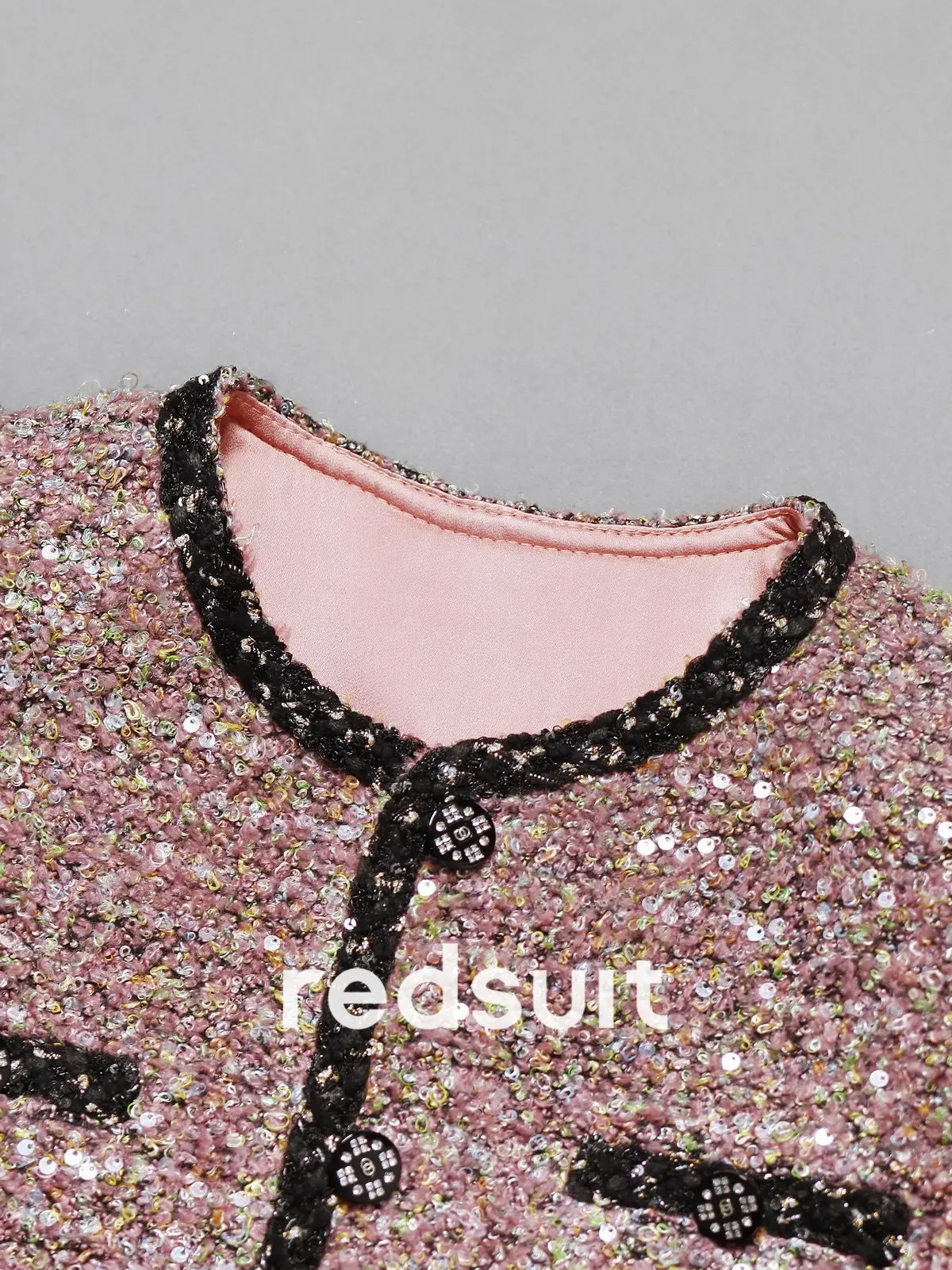 New Advanced contrasting sequin mixed color woven powder jacket short top Customized ruler