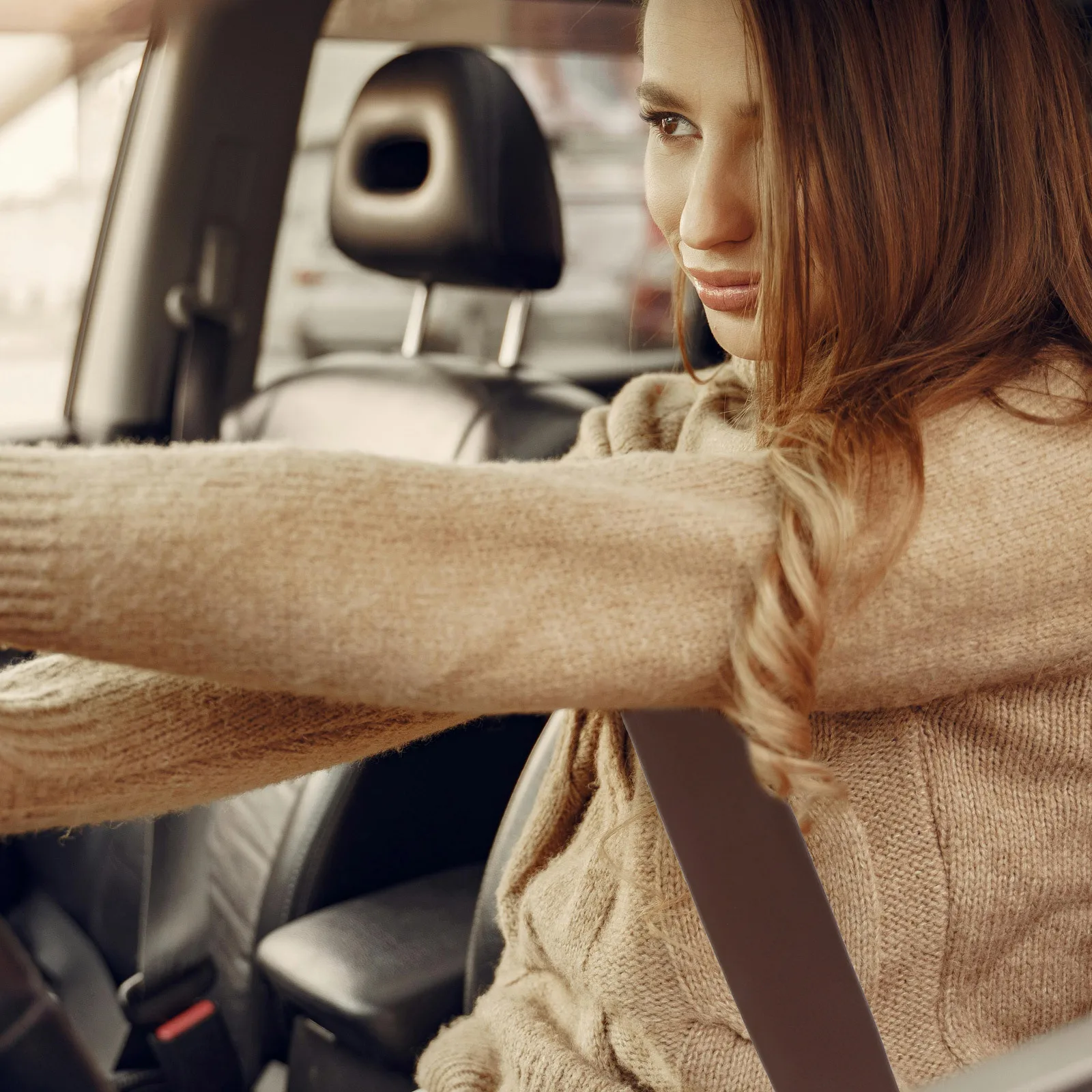 

2Pcs Safety Belt Shoulder Sleeve Covers Brown PU Litchi Grain Padding Hook Loop Protection