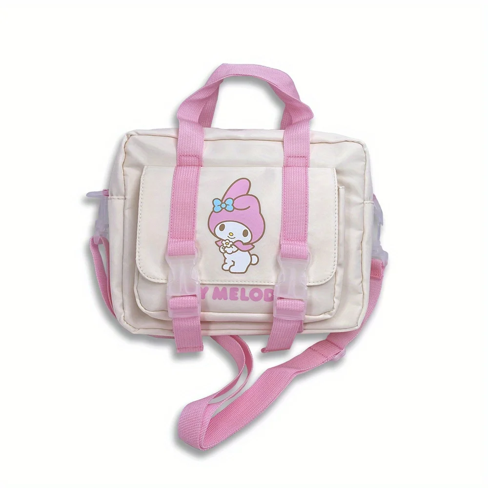 Sanrio Handheld Shoulder Bag with Oblique Back Waterproof Postman Bag  Backpack Makeup Bag Contrast Color Women's Casual Bag