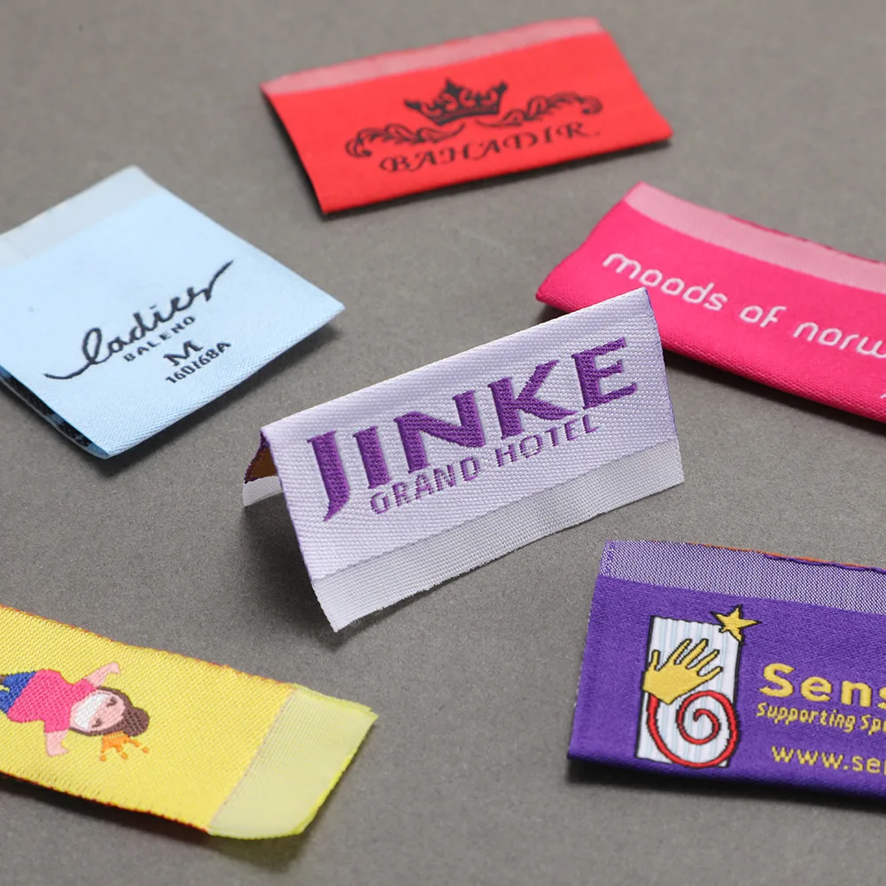 Custom Brand Name Clothing Woven Label Garment Fabric Label with Logo End Fold/Center Fold Hight Quality