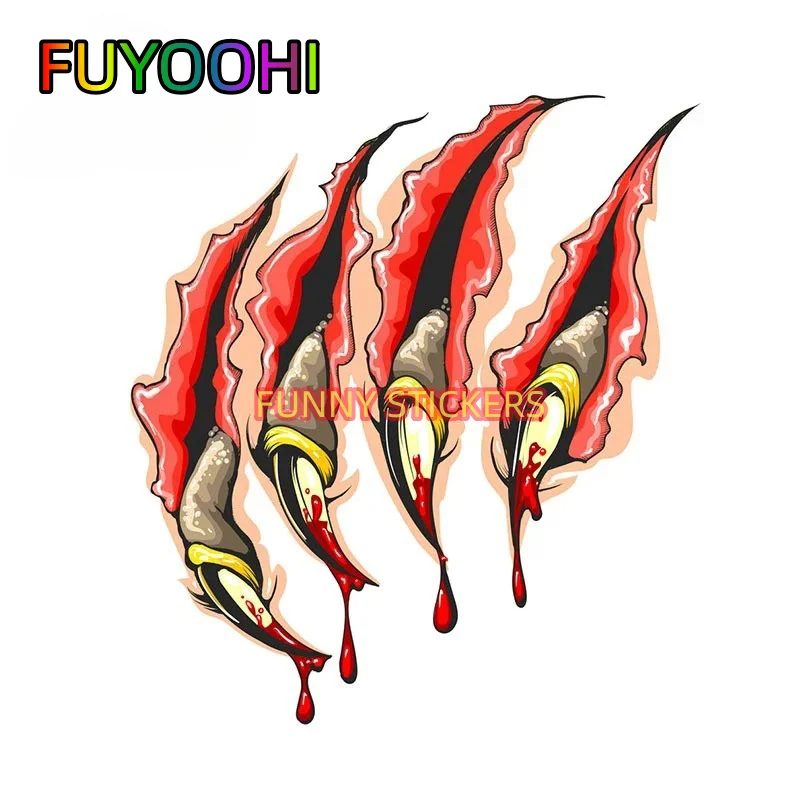 FUYOOHI Monster Claws Bloody Scratches 3D Car Sticker Vinyl Graffiti Torn Decal for Bumper Laptop Wall