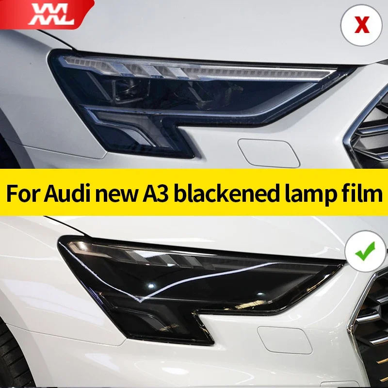 TPU Auto Koplamp Film Beschermende Zwartgeblakerde Sticker Voor Audi A3 8y S3 2022 2021 2020 Zwart Transparant Accessoires